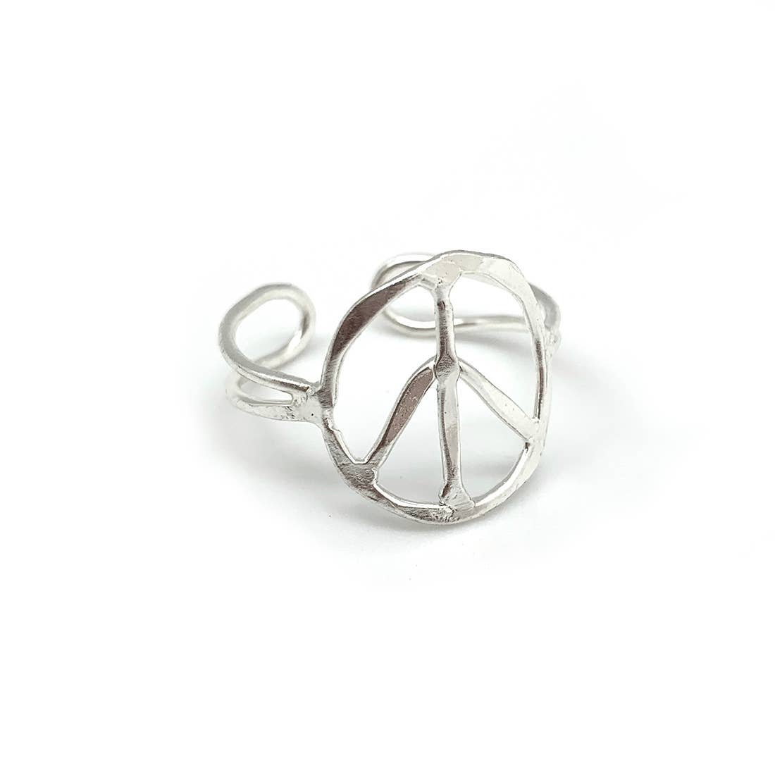 Silver Plated Adjustable Ring - Peace Sign – Anju Jewelry - Retail