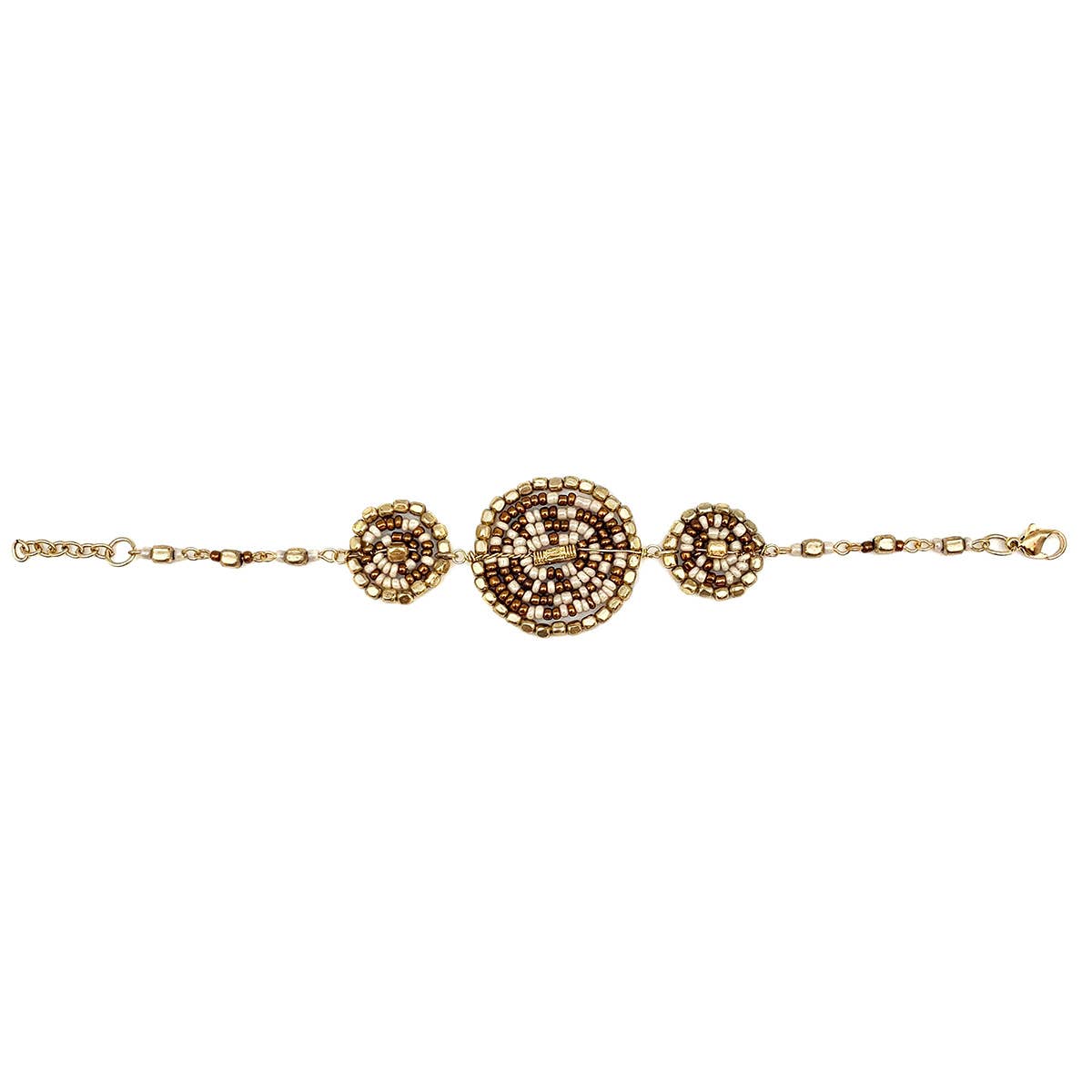 Sachi Coffee & Cream Collection Bracelet - Three Big Discs
