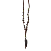Aadi Knotted Leather and Pewter Charm Men's Necklace