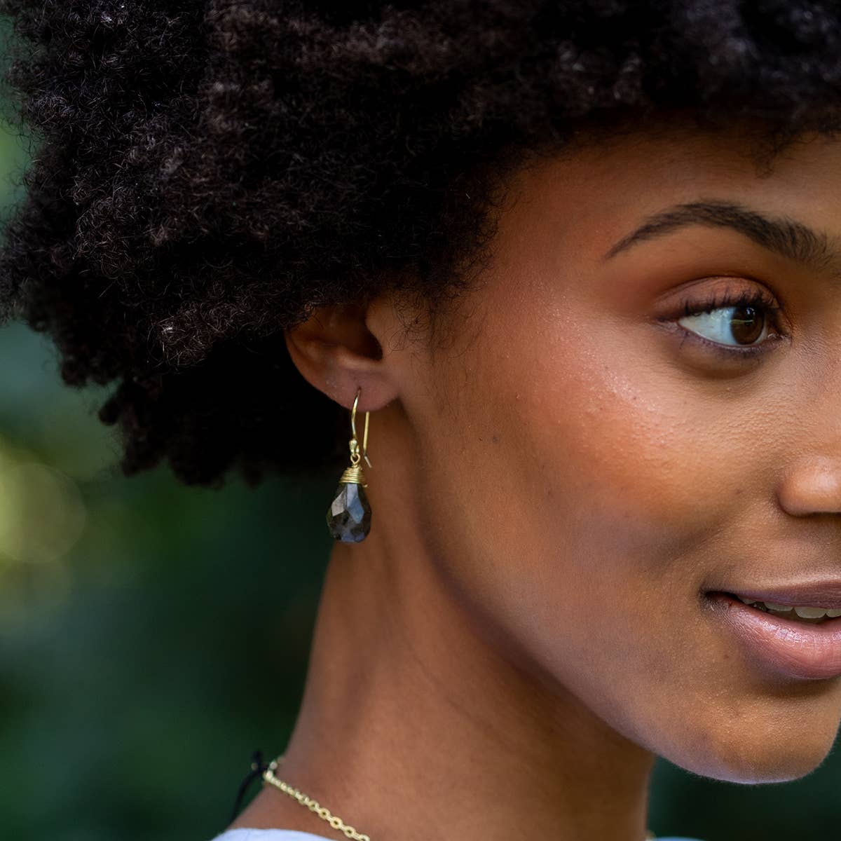 Gold-Plated Labradorite Teardrop Earrings