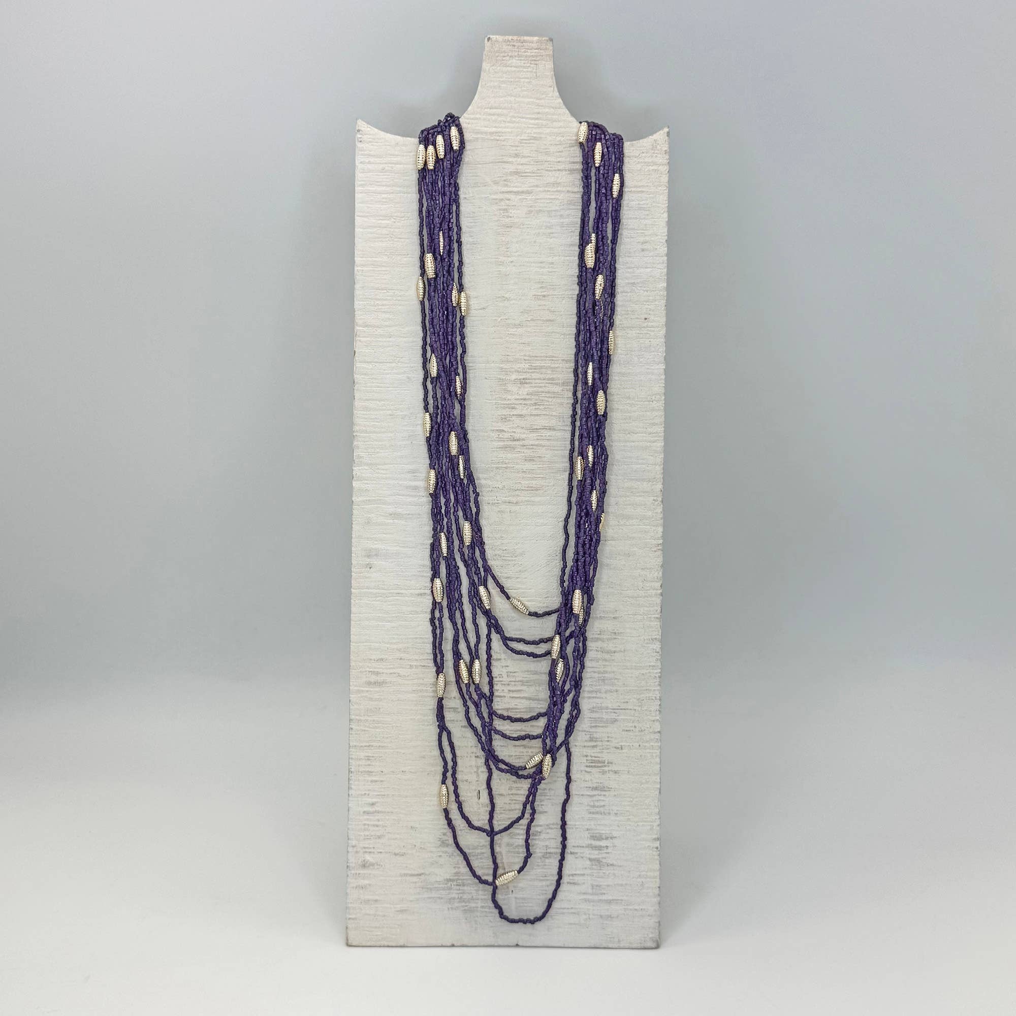 Seed Bead Multi-Strand Necklace - Purple