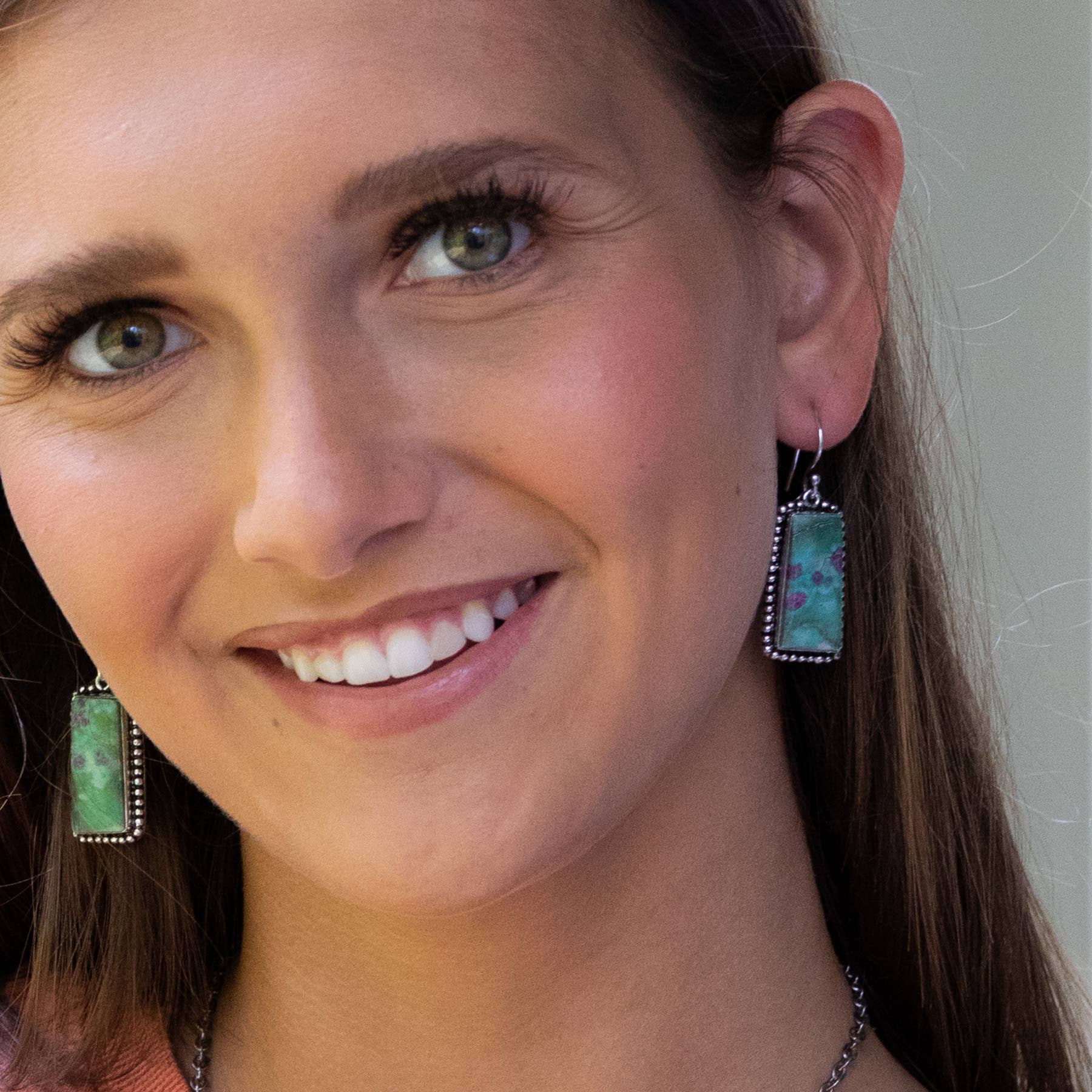 Handicrafted Semiprecious Stone Earrings -Ruby Fuchsite
