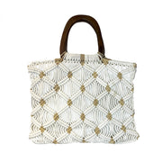 Elisa Macramé Handbag with Wooden Handle