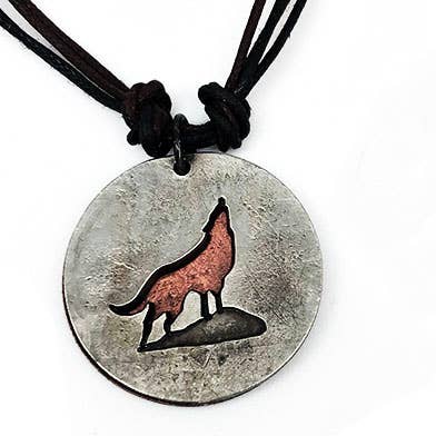 Pewter Necklace - Howling Wolf Cutout