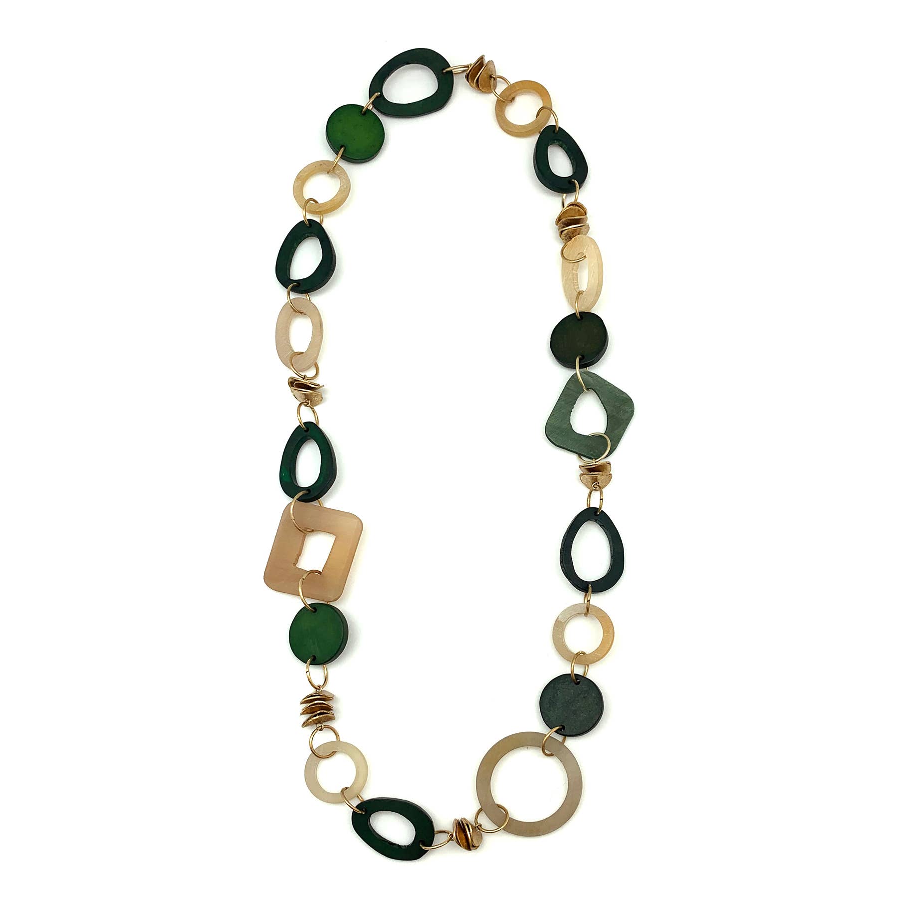 Omala Misty Greens Collection Necklace - Links and Brass