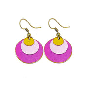 Brass Patina Earrings - Bubblegum Pink Layers