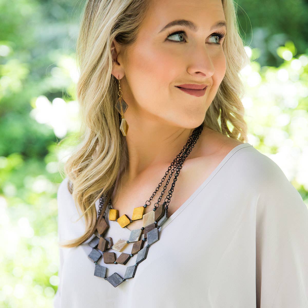 Omala Autumn Neutrals Collection Necklace - Diamond Beads