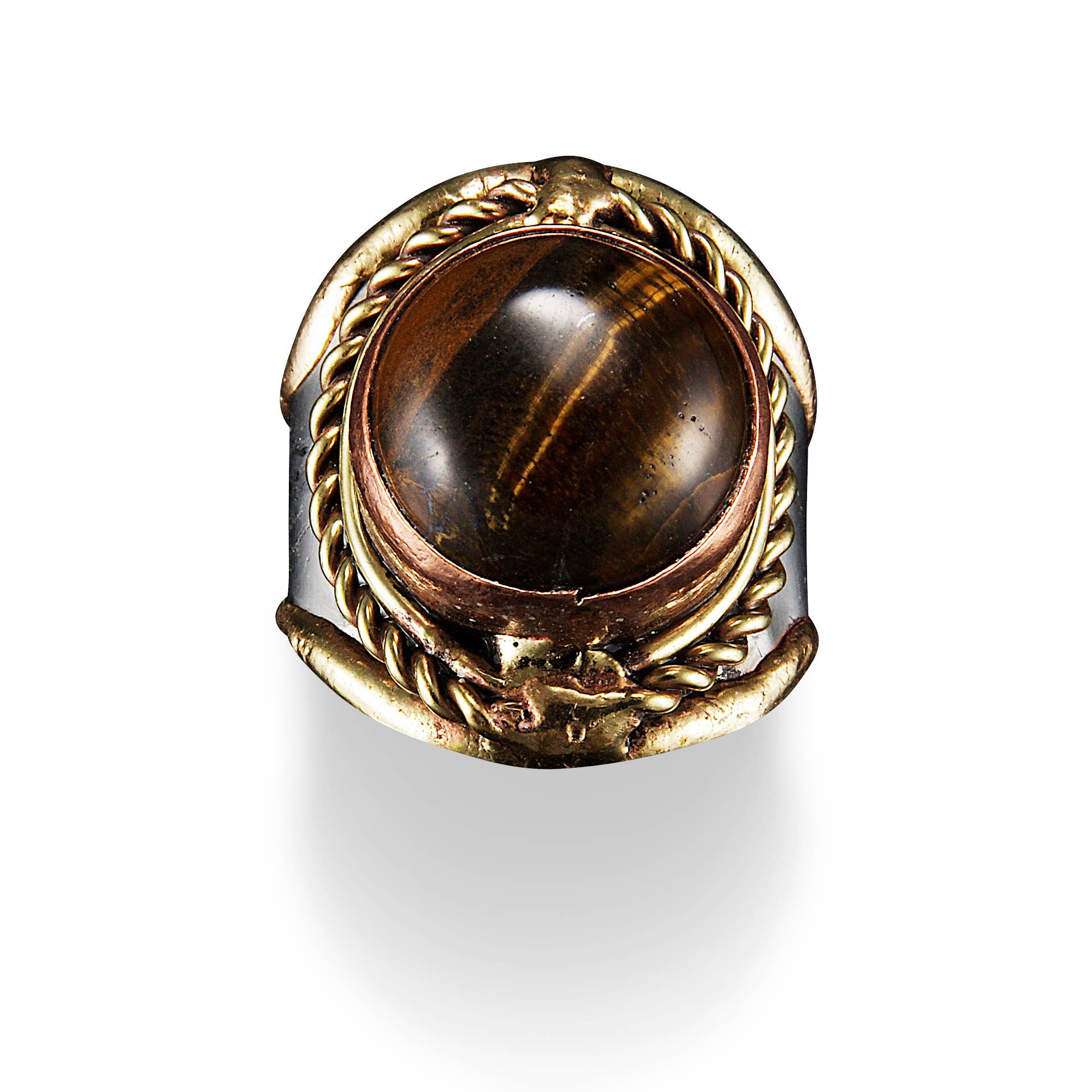 Mixed Metal and Semiprecious Stone Ring Tiger Eye