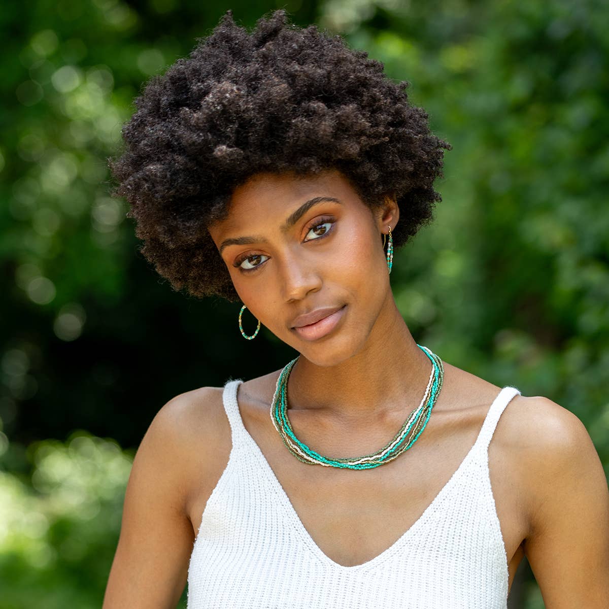Seed Bead Multi-Strand Bib Necklace - Multiple Color Styles
