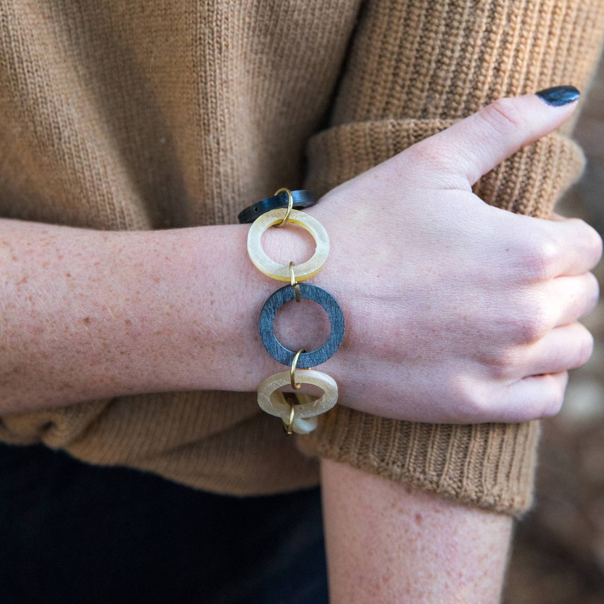 Omala Silver Fog Collection Open Circles Link Bracelet