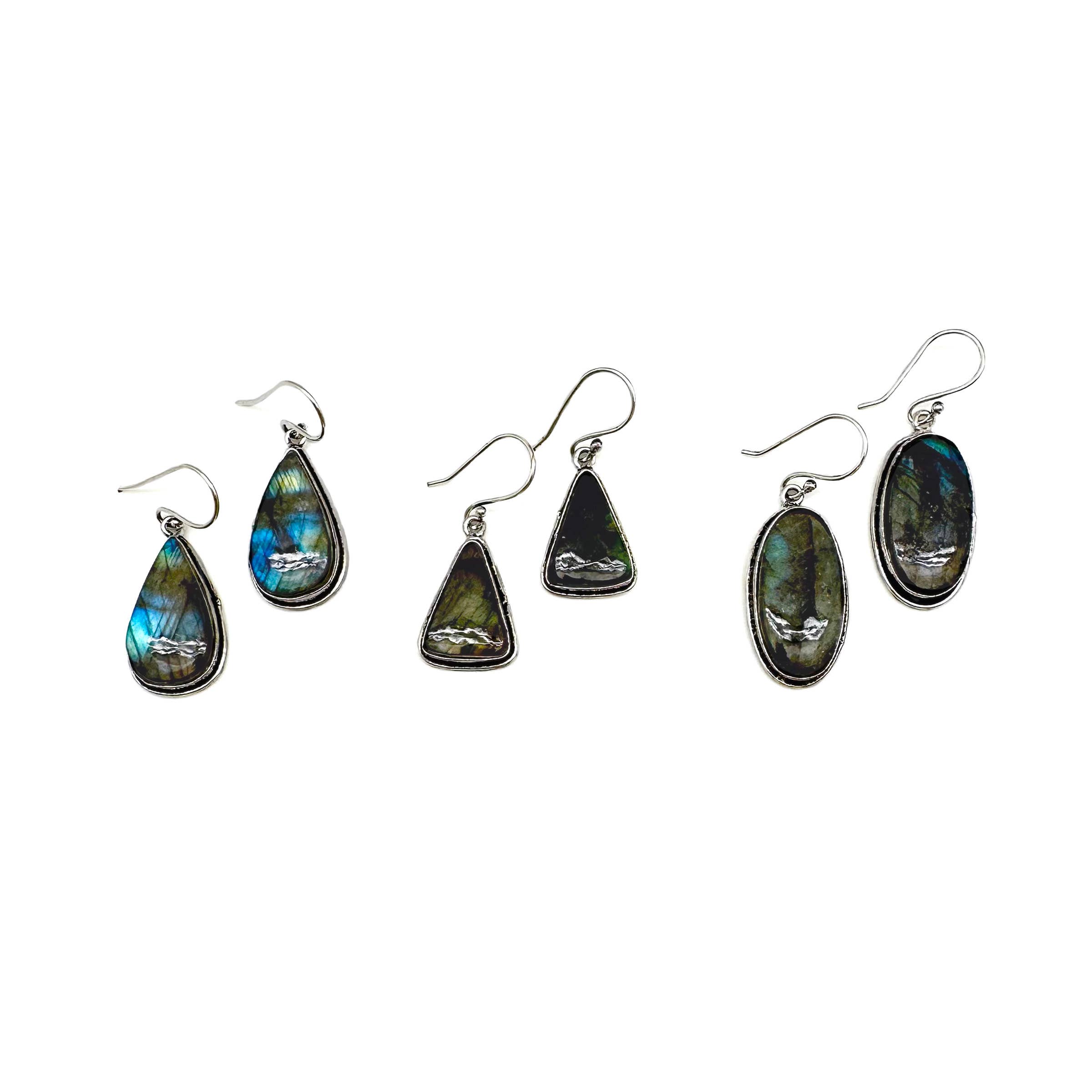 Handcrafted Kashi Semiprecious Stone Earrings - Labradorite