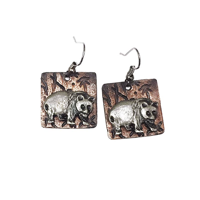 Pewter Earrings - Bear in Forest