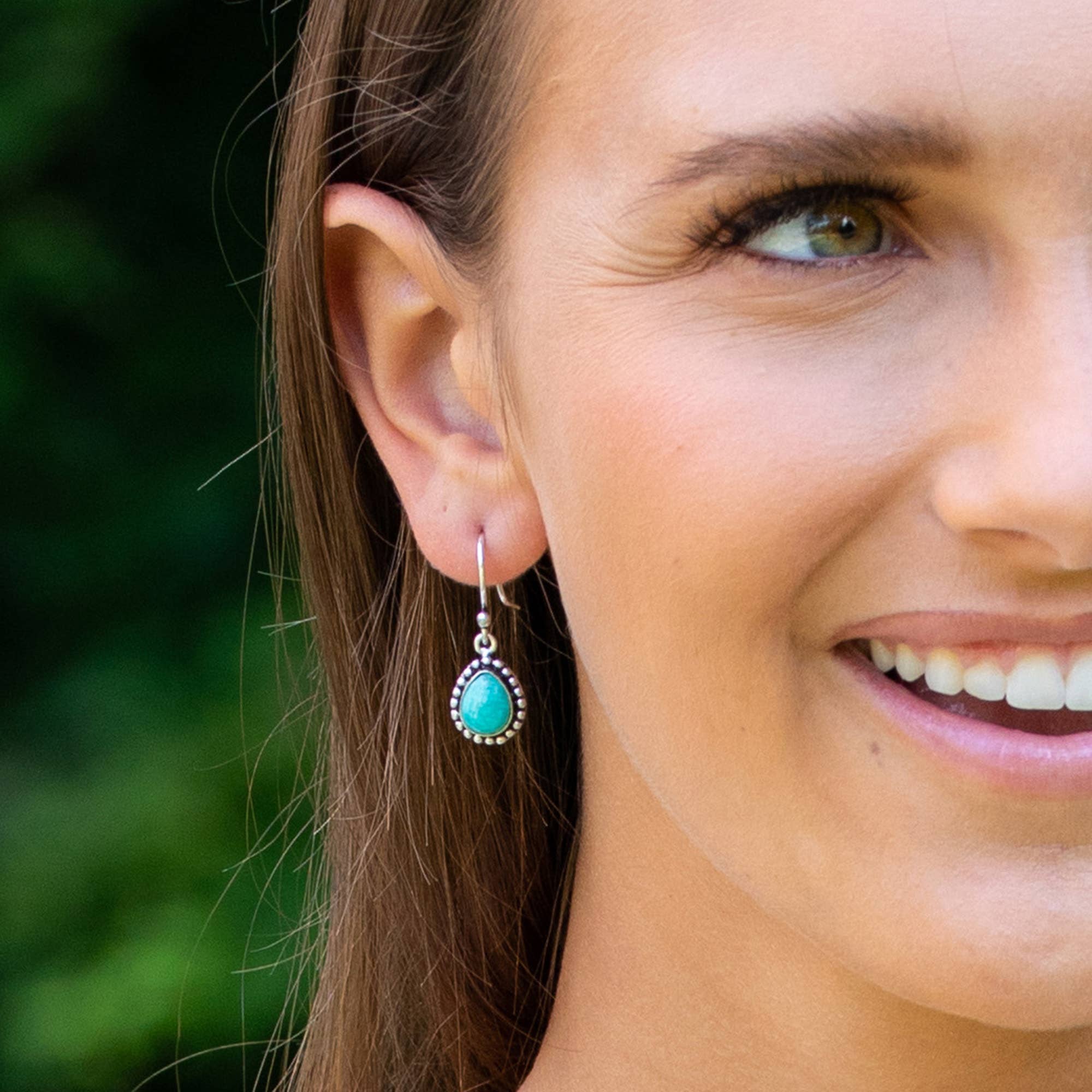 Kashi Semiprecious Small Stone Earrings - Amazonite