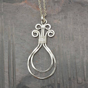 Silver Plated Pendant Necklace - Double Curly Loop