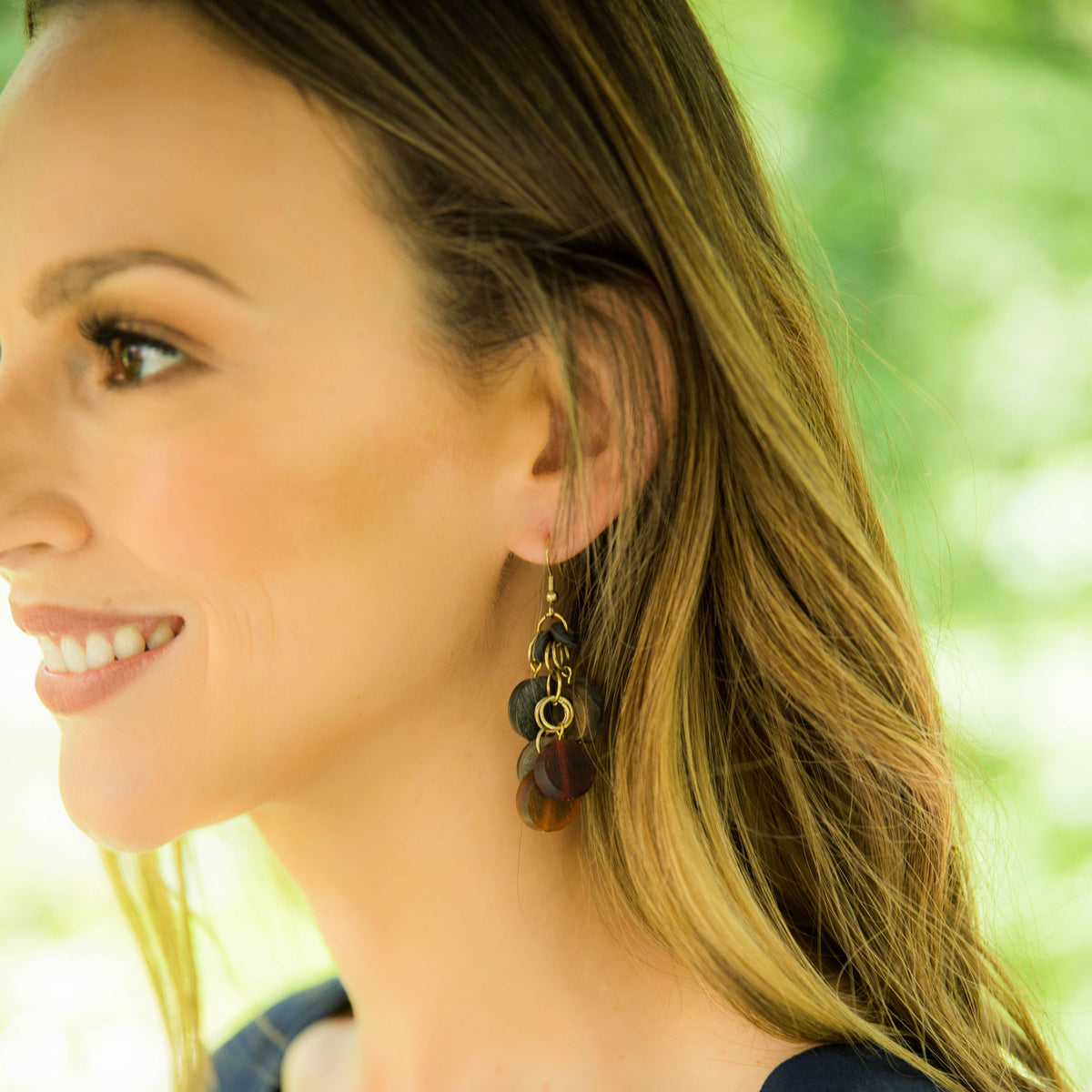 Omala Autumn Neutrals Collection Earrings - Beaded Cluster