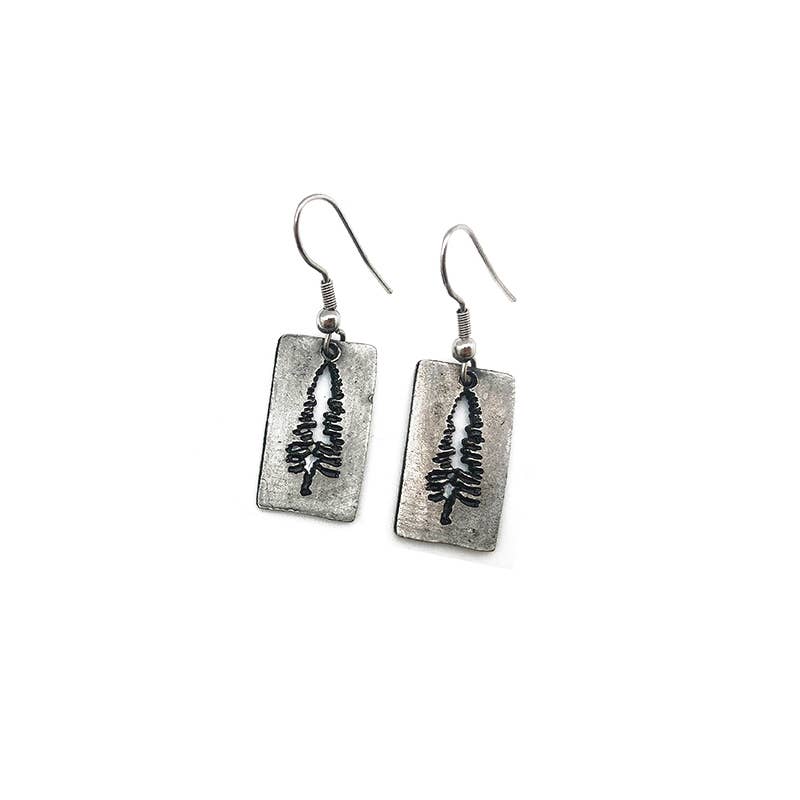 Pewter Earrings - Tall Pine Tree