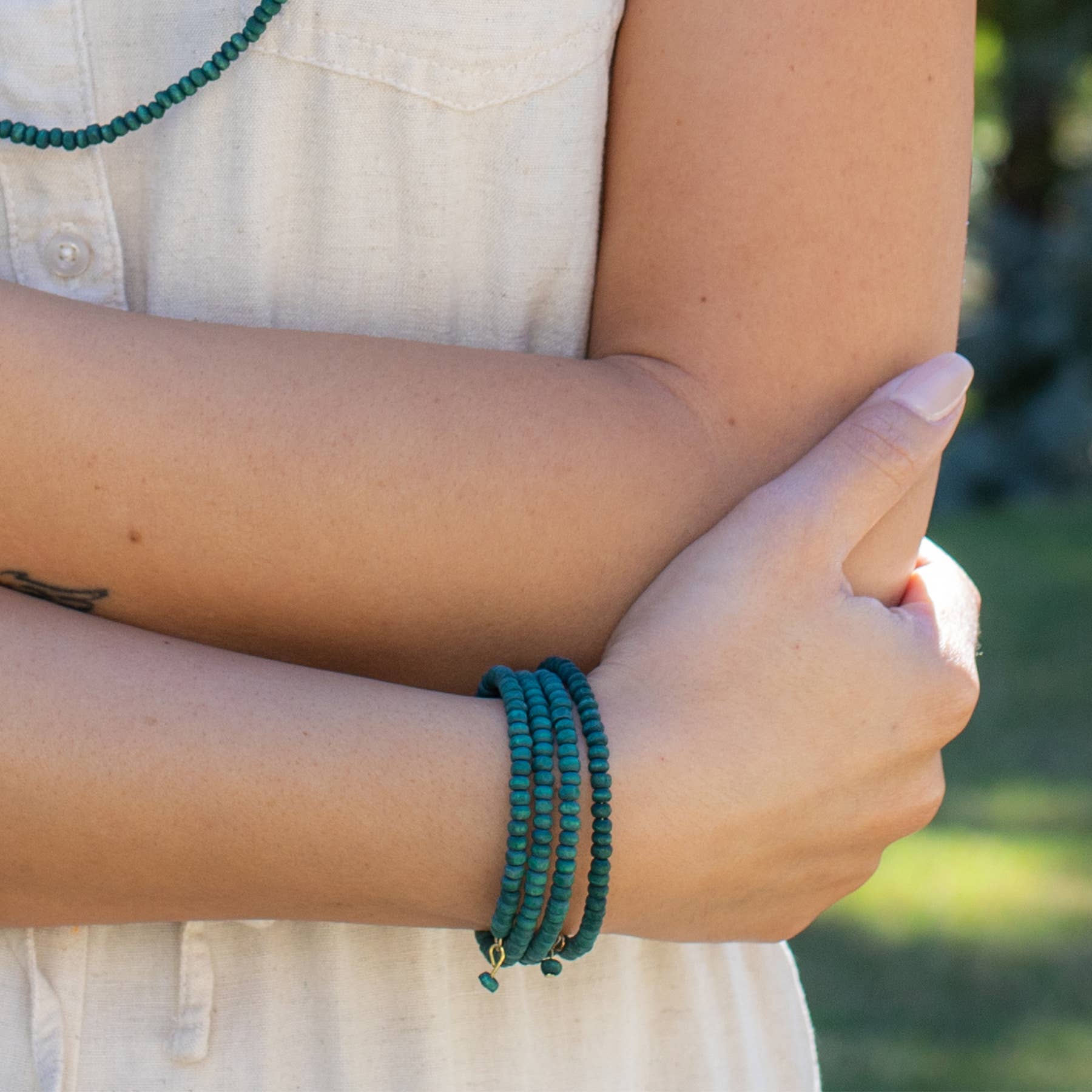 Sachi Chromatic Hues - Dark Green Coil Bracelet
