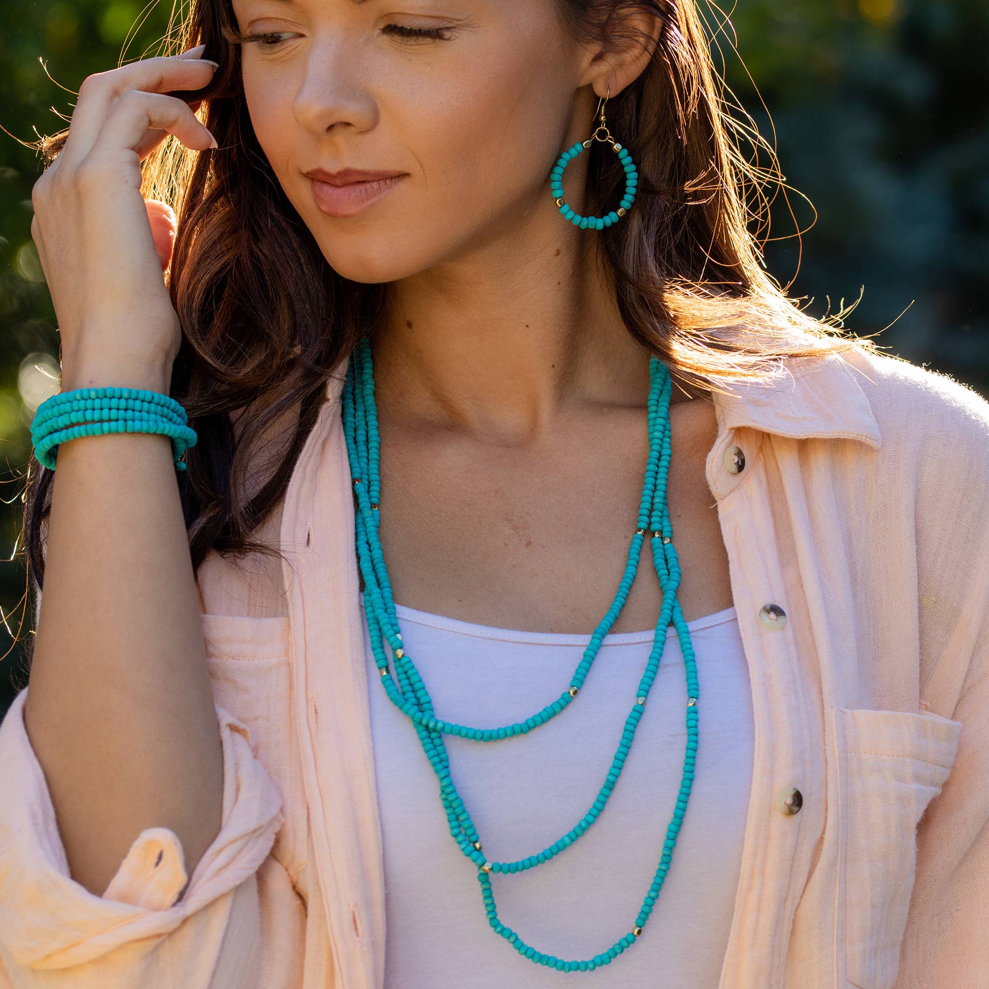 Sachi Chromatic Hues - Turquoise Long Multi-Strand Necklace
