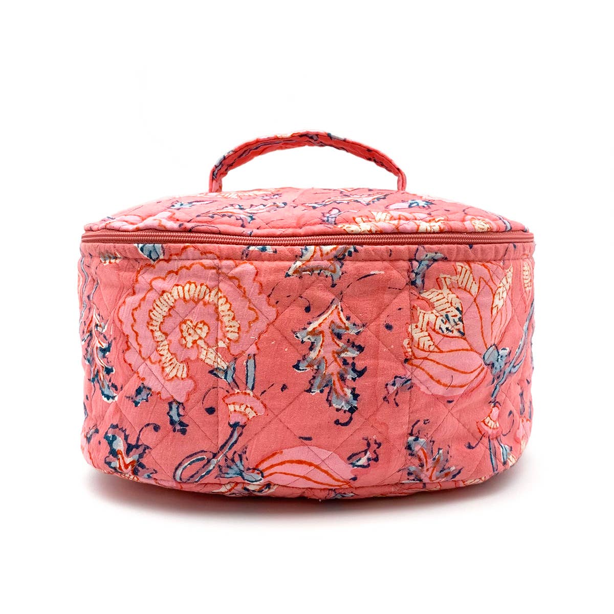 Peony Blooms Large Cosmetics Case - Block Printed Cotton