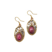 Mixed Metal and Rhodonite Stone Earrings