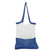 Ella Woven Cotton Market Tote Bag - Blue