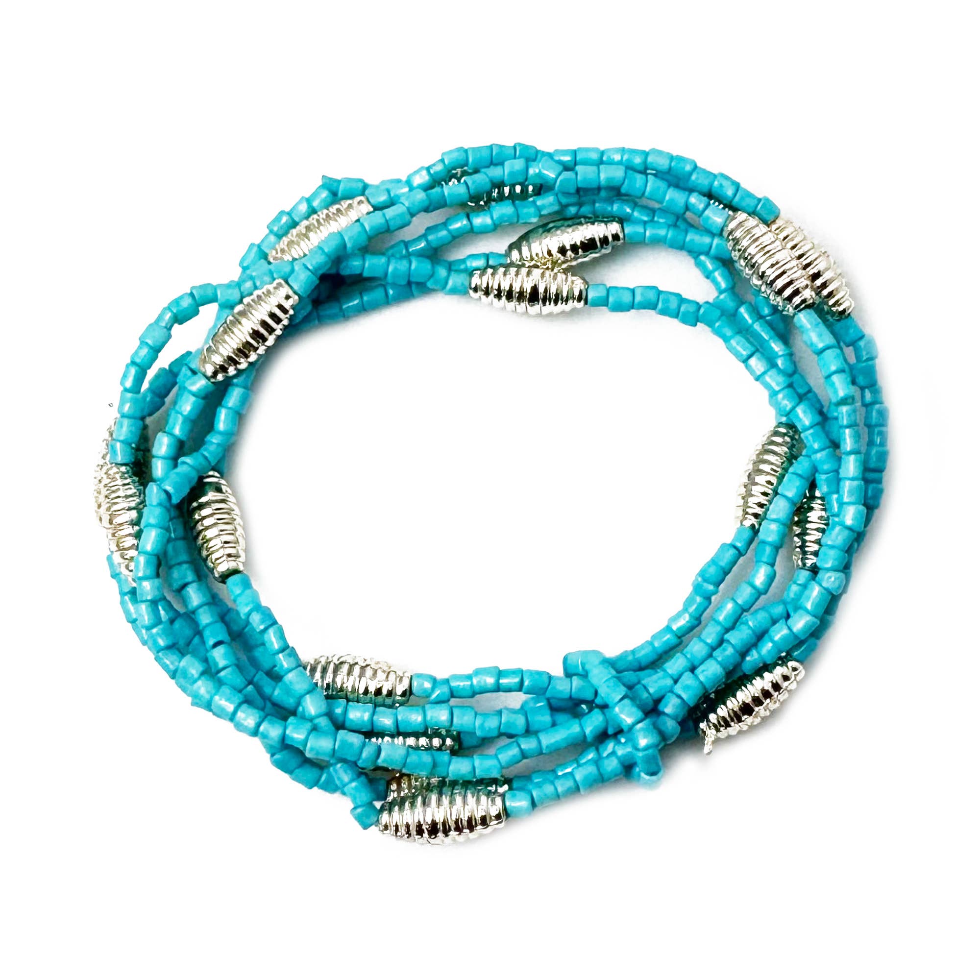 Seed Bead Stretch Bracelet - Sky Blue