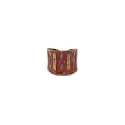 Brass Patina Ring - Warm Red with Dots and Lines