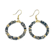 Aasha Monochrome Small Bead Hoop Kantha Handcrafted Earrings