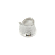 Silver Plated Adjustable Ring - Wide Hammered Arc