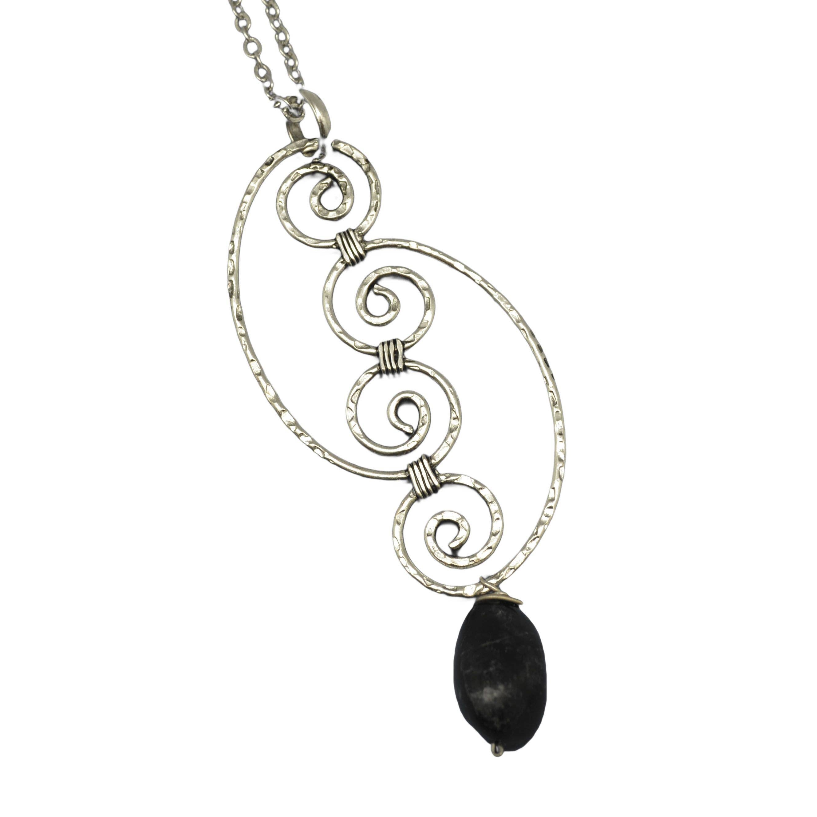 Banjara Sodalite Hammered Semi Circles Necklace
