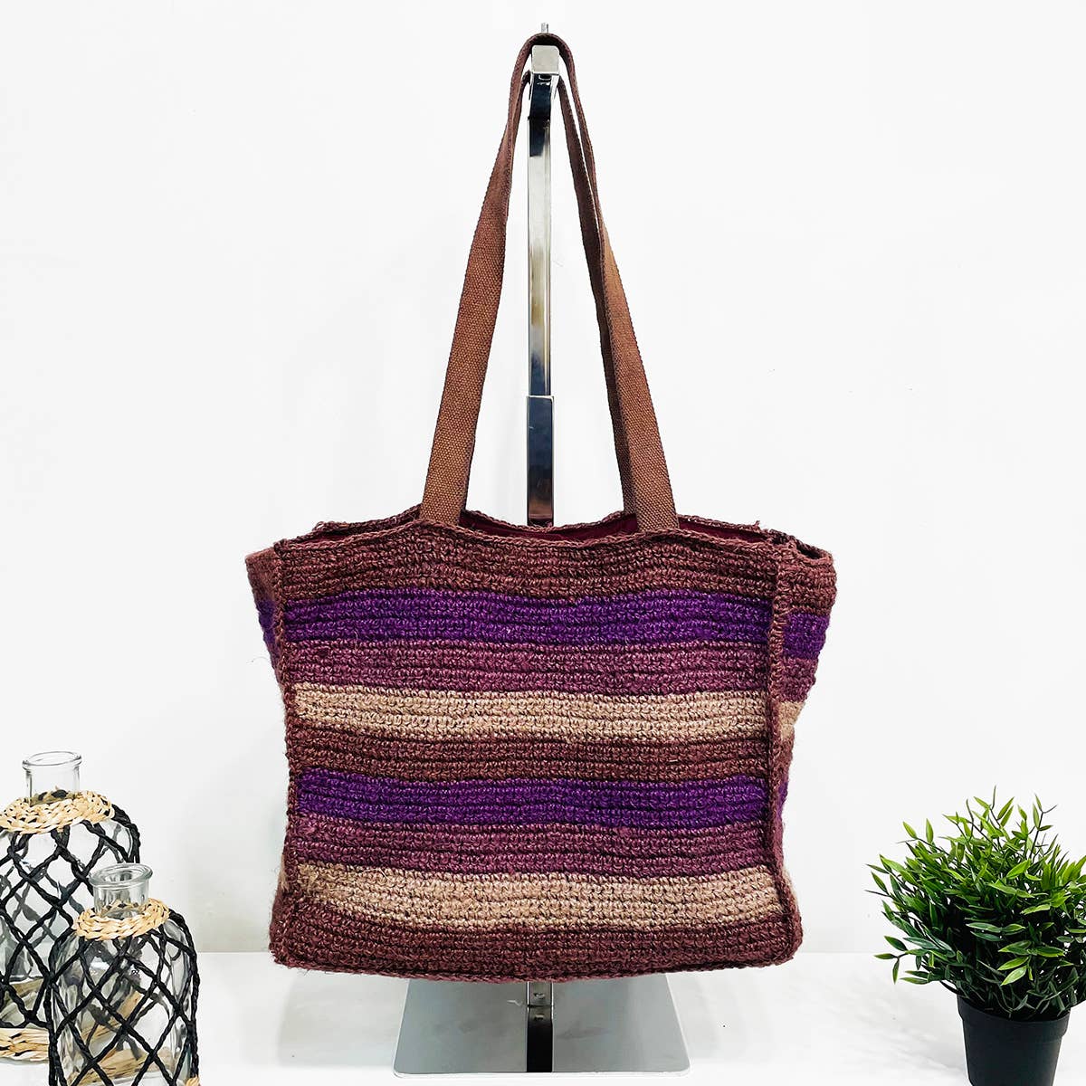 Anya Bag - Large Box Bag with lining -  Brown tones