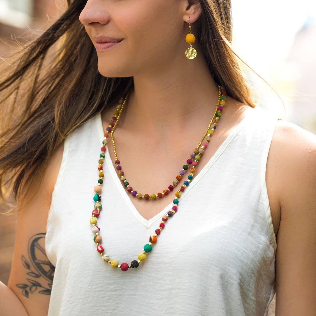 Aasha Beaded Kantha Handcrafted Necklace