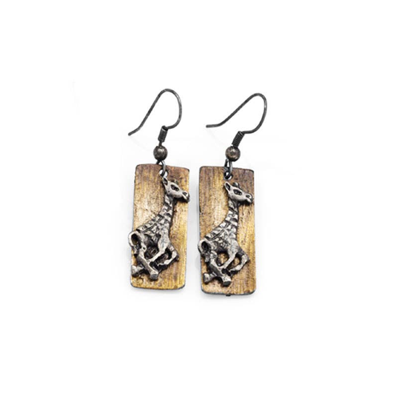 Pewter Earrings - Running Giraffe