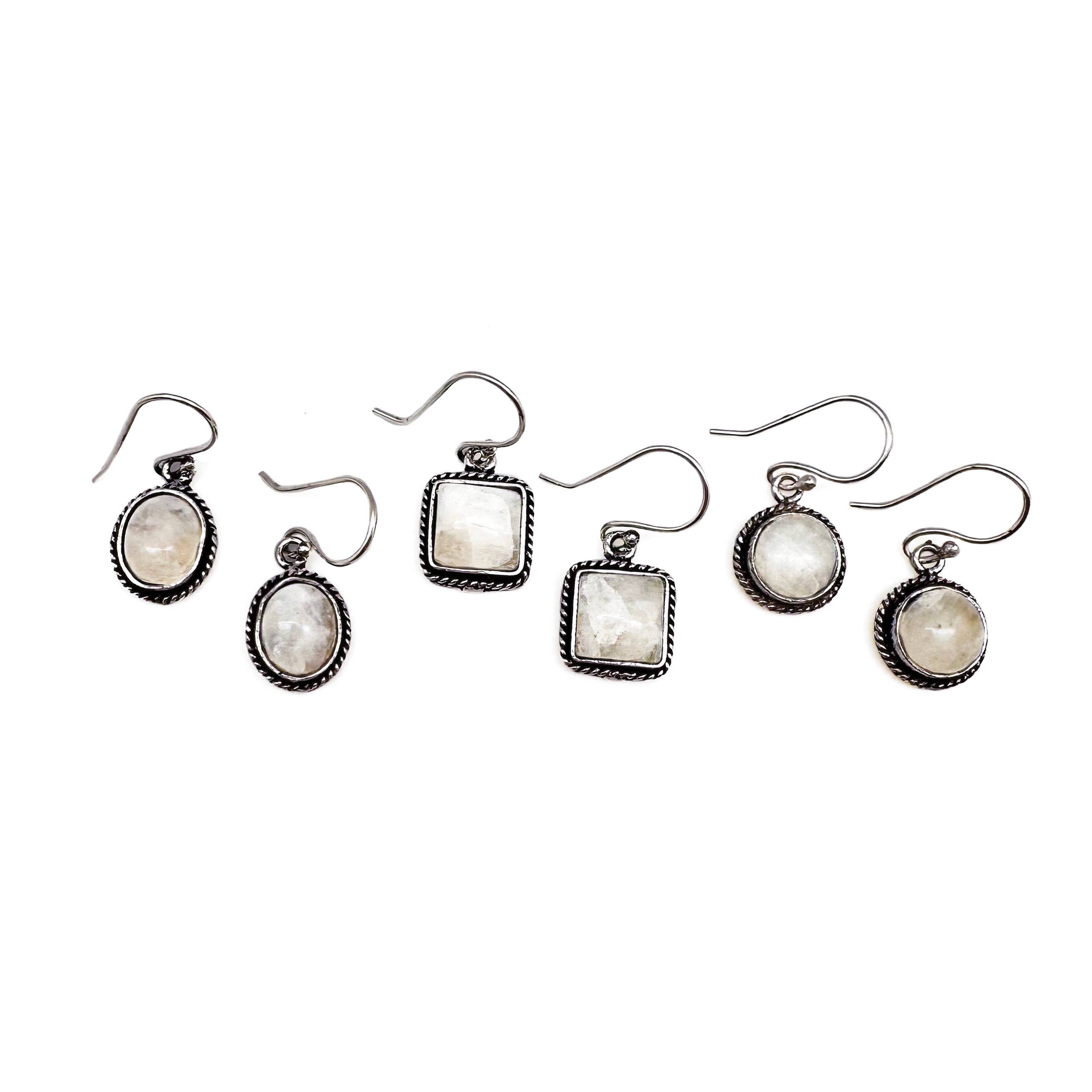 Handcrafted Semiprecious Small Stone Earrings - Moonstone