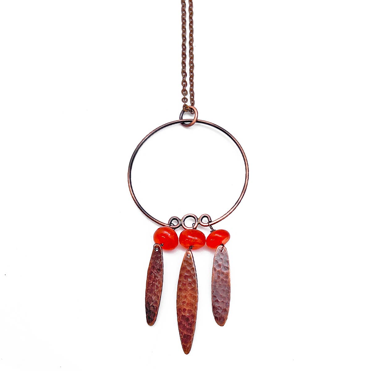 Banjara Necklace - Hammered Copper and Carnelian Beads