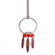 Banjara Necklace - Hammered Copper and Carnelian Beads