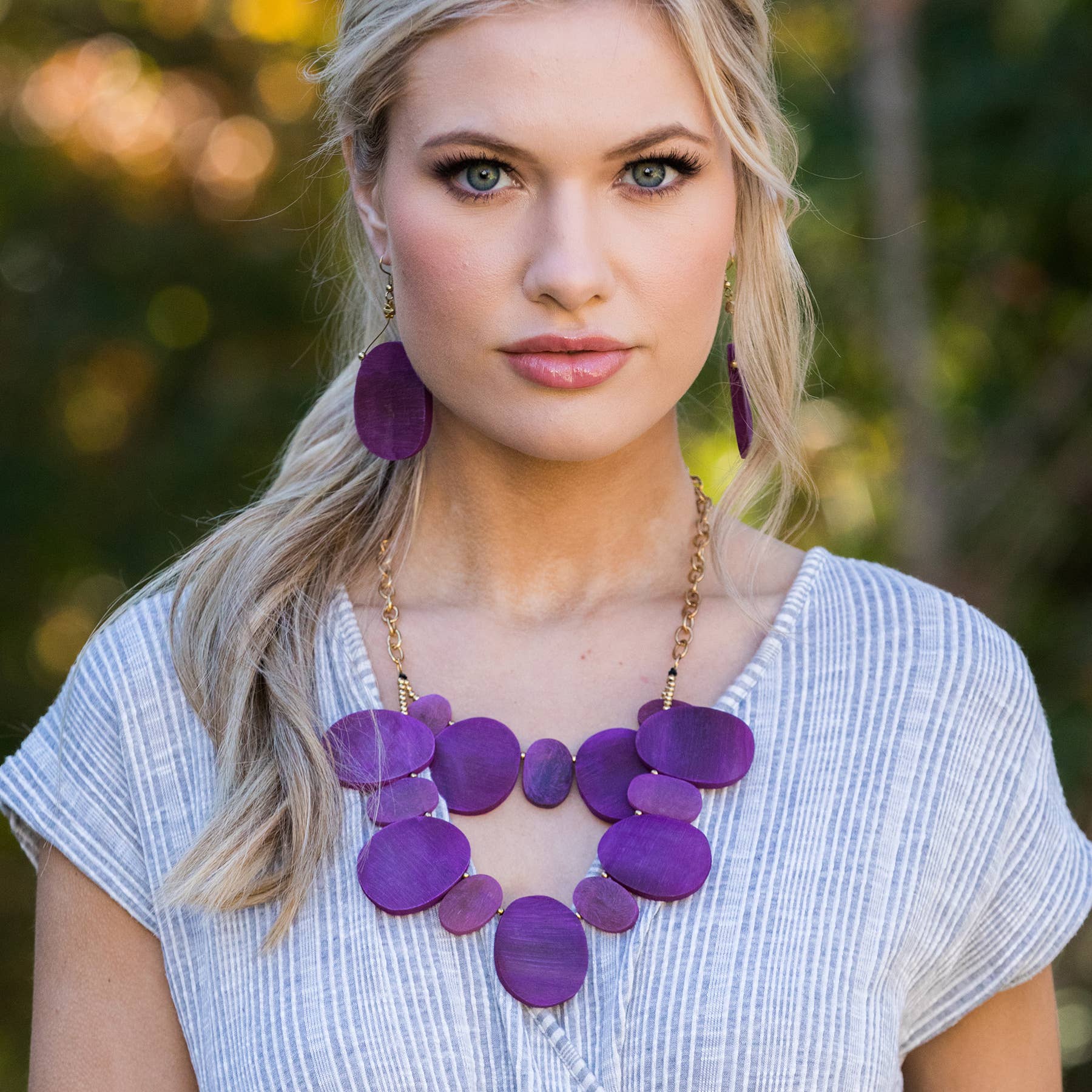 Omala Primrose and Plum Collection Necklace - Statement Bib