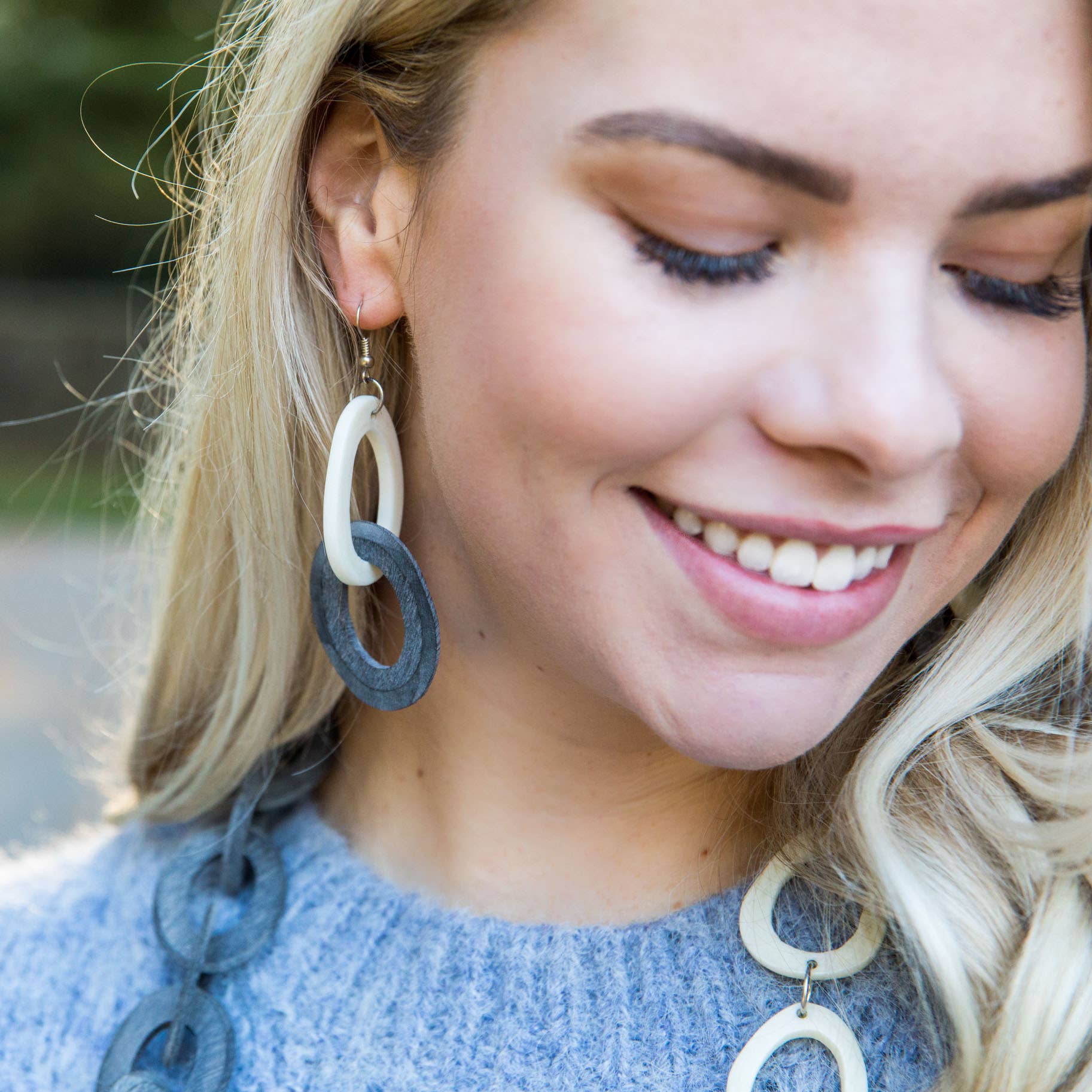 Omala Silver Fog Collection Earrings - Two Links
