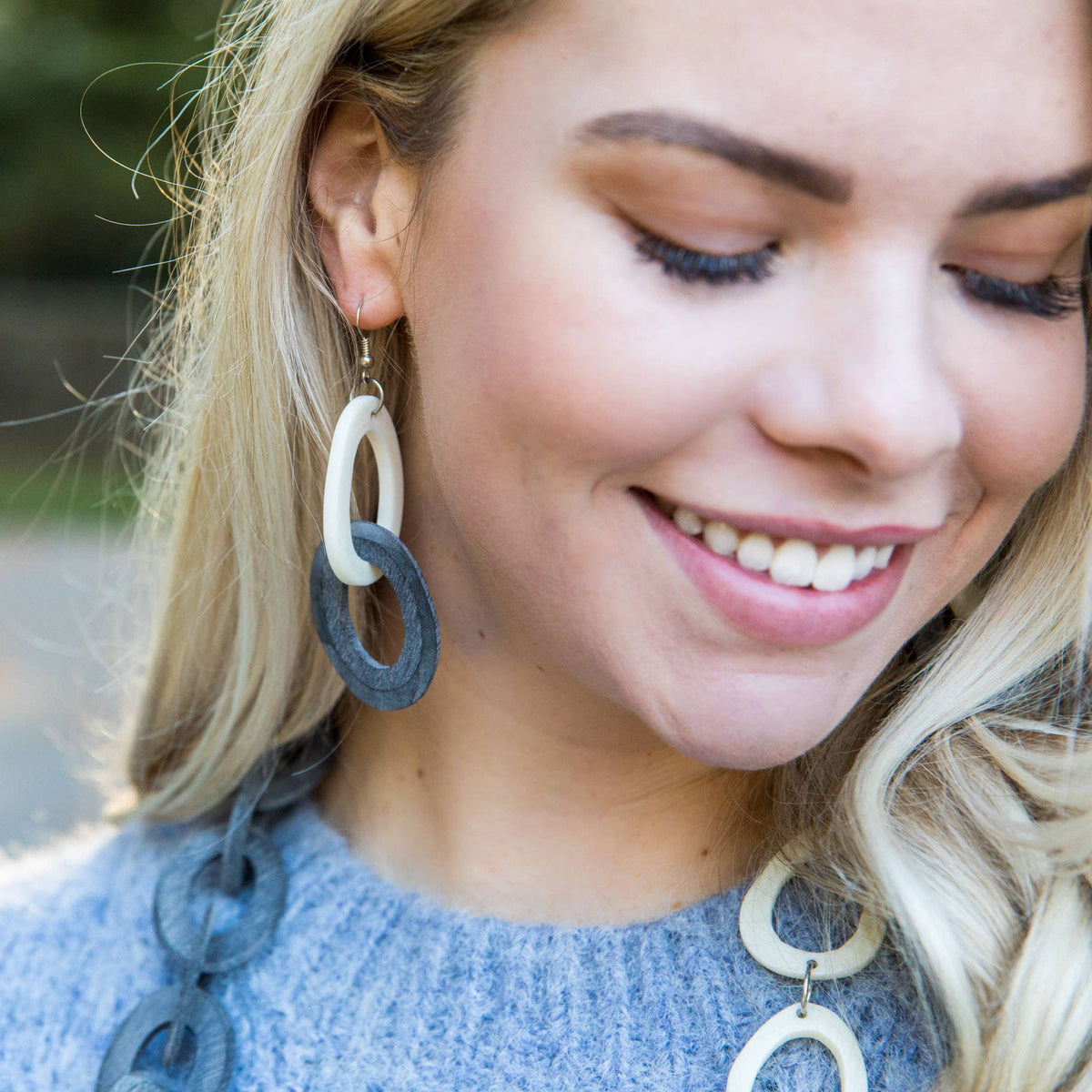 Omala Silver Fog Collection Earrings - Two Links