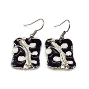 Pewter Earrings with Color Enamel - Black/Cream