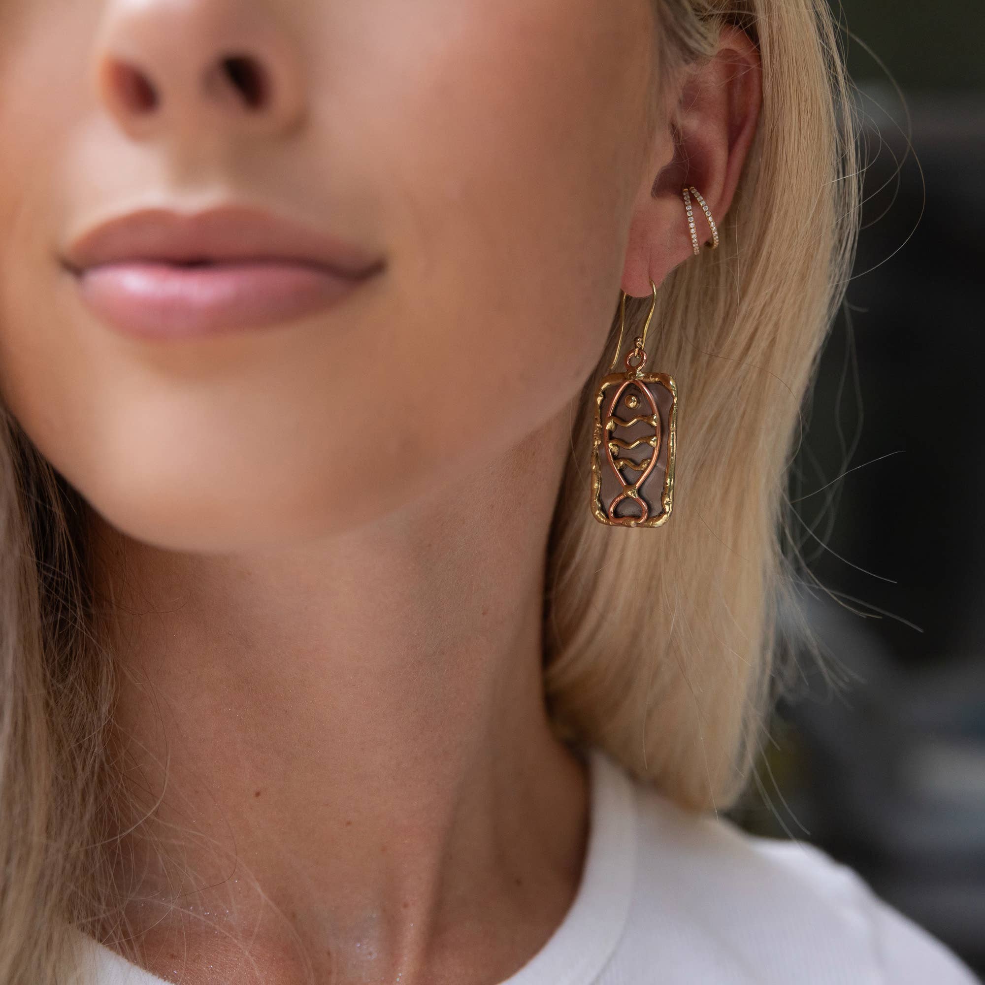Handcrafted Mixed Metal Flower Earrings