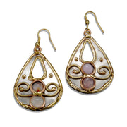 Mixed Metal Earrings - Open Teardrop with Agate