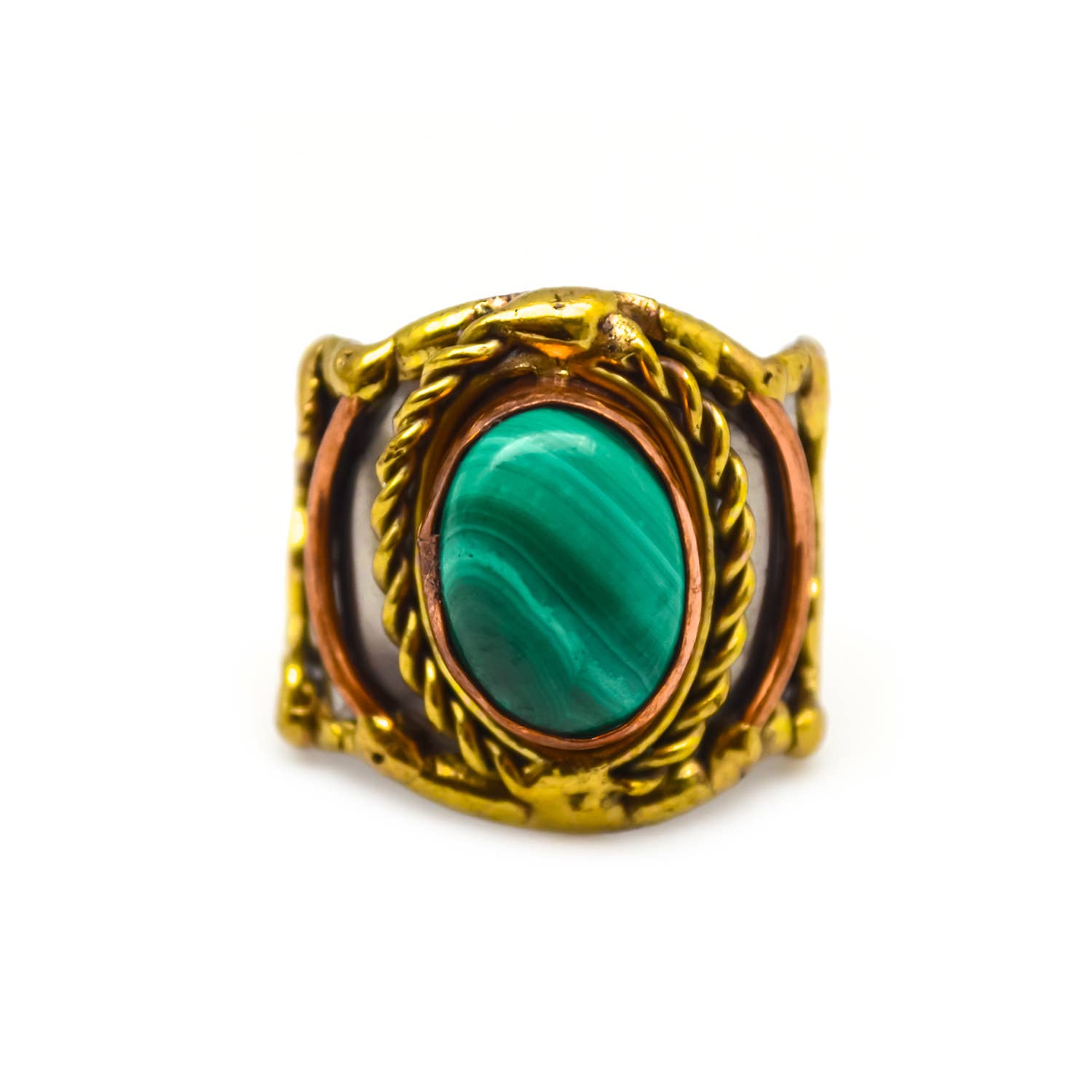 Mixed Metal and Malachite Stone Ring