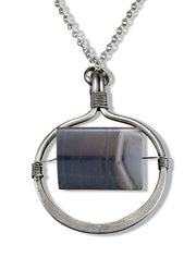 Banjara Hammered Silver Frame Blue Lace Agate Necklace