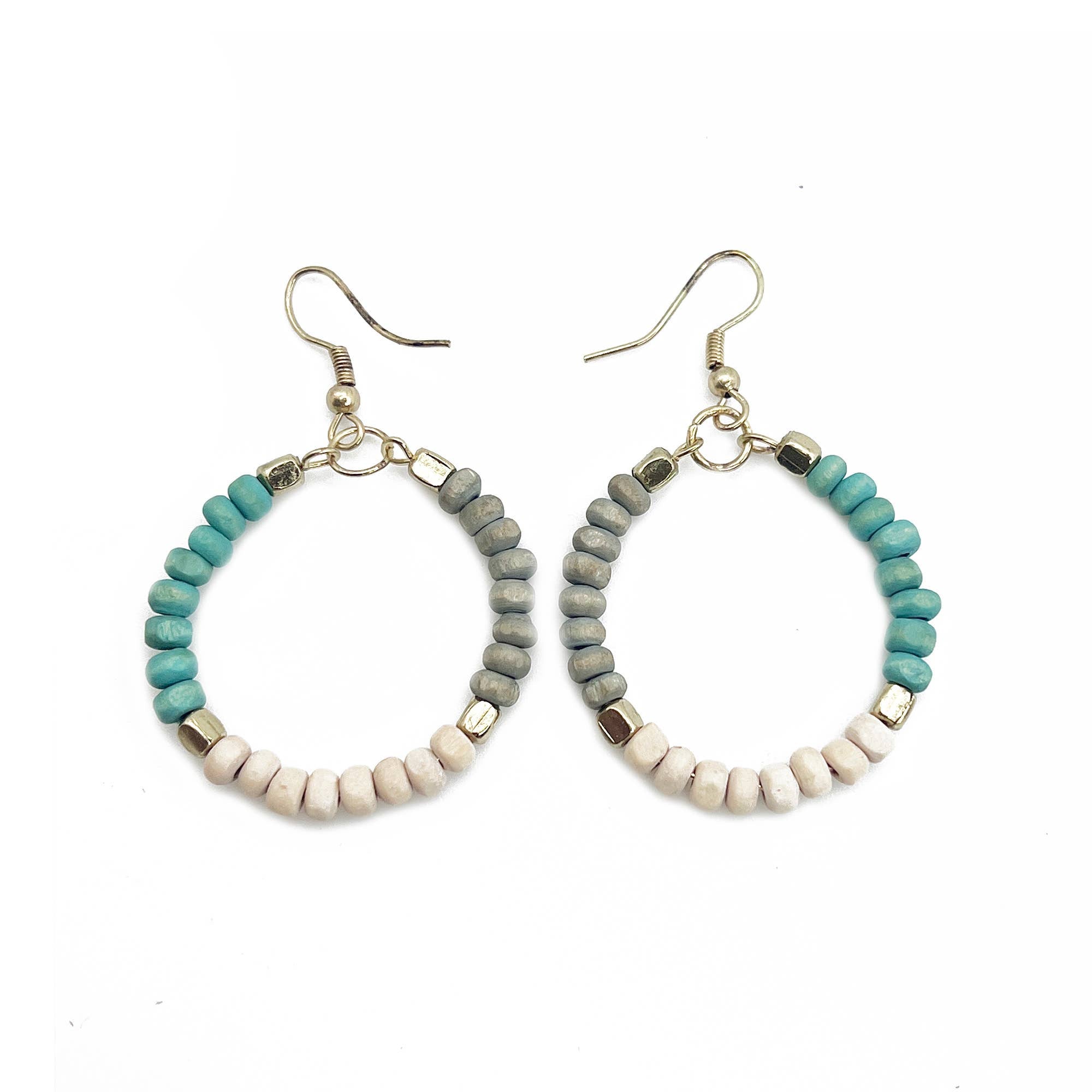 Prismatic Hues Hoop Earrings - Gray, Turquoise, White