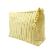 Aviva Collection - Quilted Solid Cotton Travel Pouch - Yellow