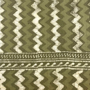 Block Printed Cotton Scarf - Olive Green and Ivory Chevrons