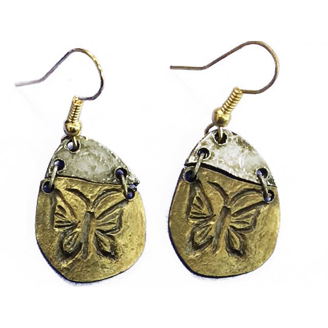 Pewter Earrings - Pieced Butterfly