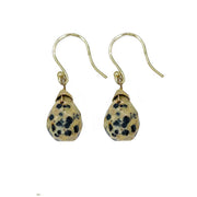 Gold-Plated Dalmation Jasper Teardrop Earrings