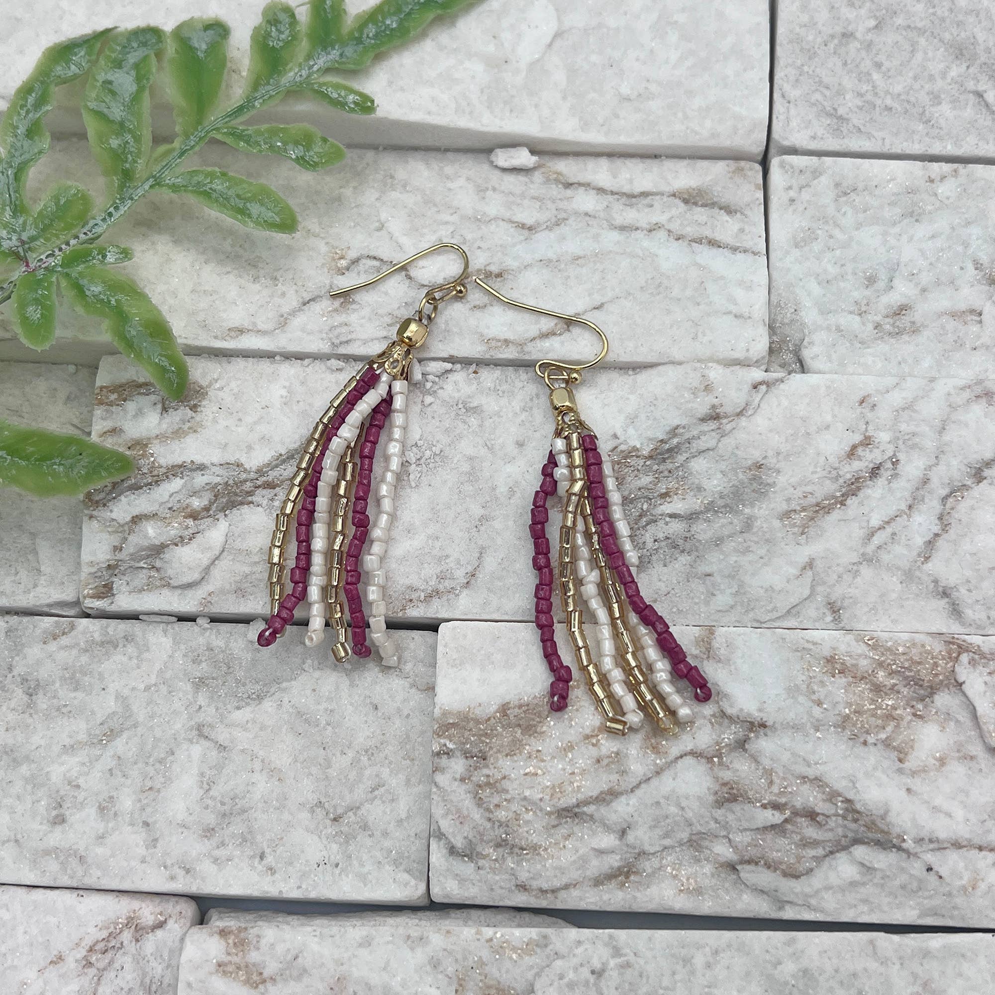 Seed Bead Simple Tassel Earrings - Multiple Color Styles